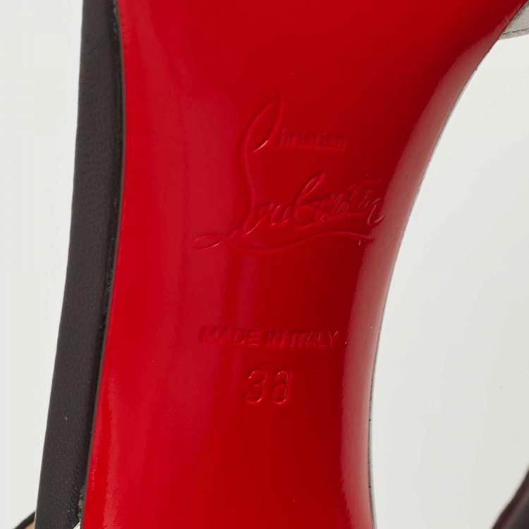 Pre Owned Christian Louboutin Black/White Leather Uptown Double Pumps Size 38