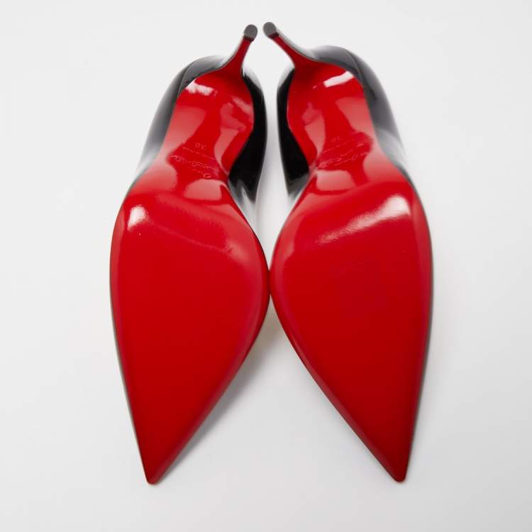 Pre Owned Christian Louboutin Black Patent Leather Kate Pumps Size 38