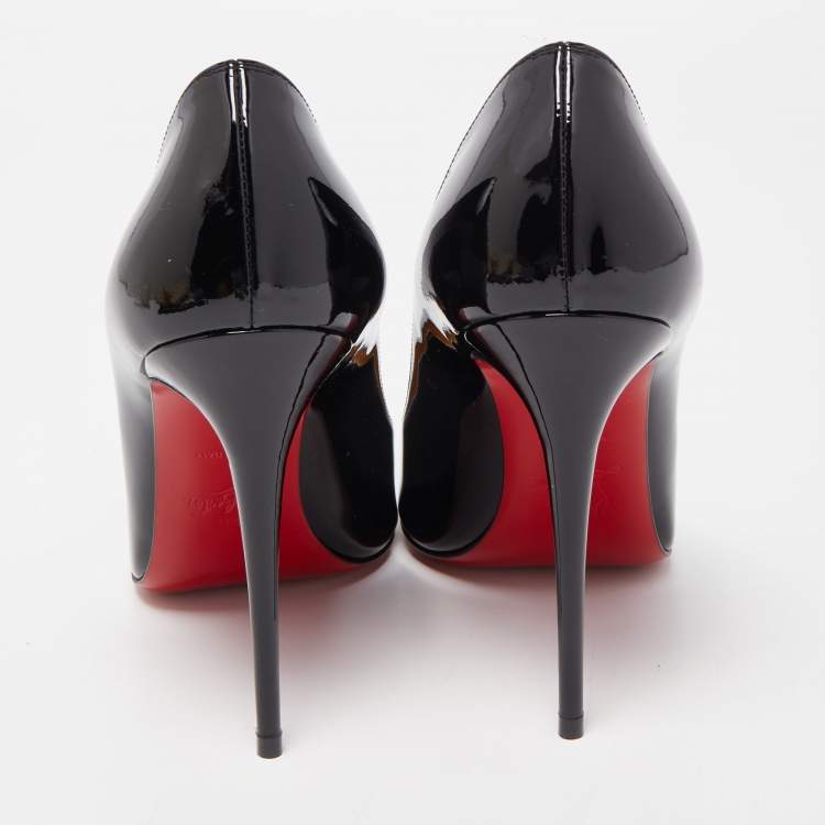 Pre Owned Christian Louboutin Black Patent Leather Kate Pumps Size 38