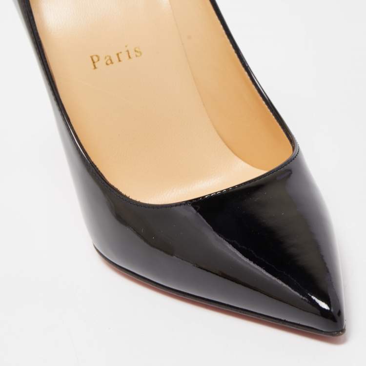 Pre Owned Christian Louboutin Black Patent Leather Kate Pumps Size 38