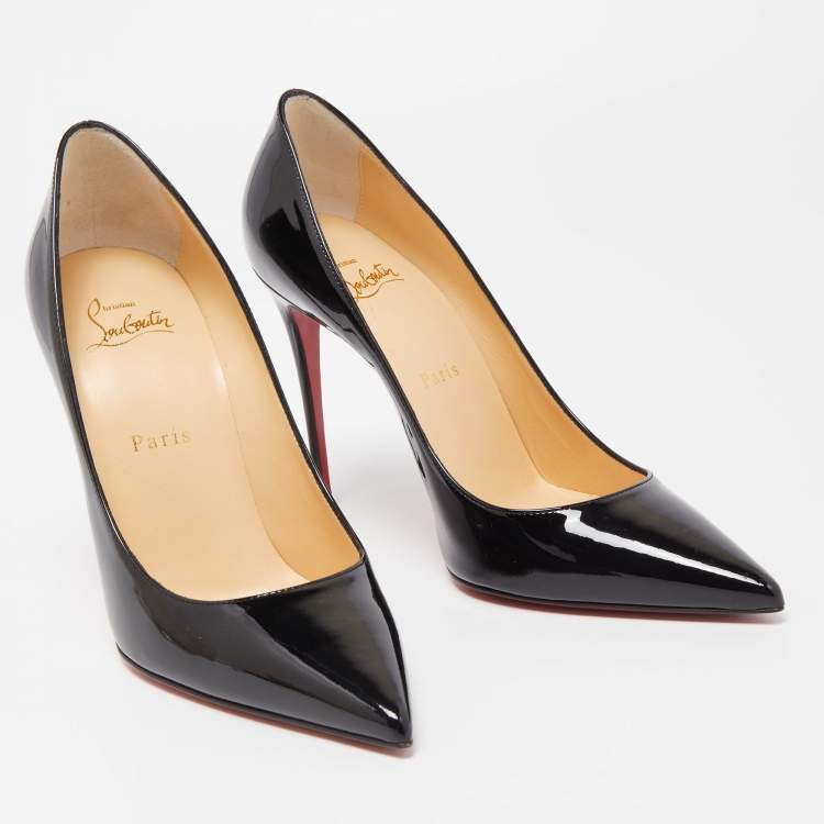 Pre Owned Christian Louboutin Black Patent Leather Kate Pumps Size 38