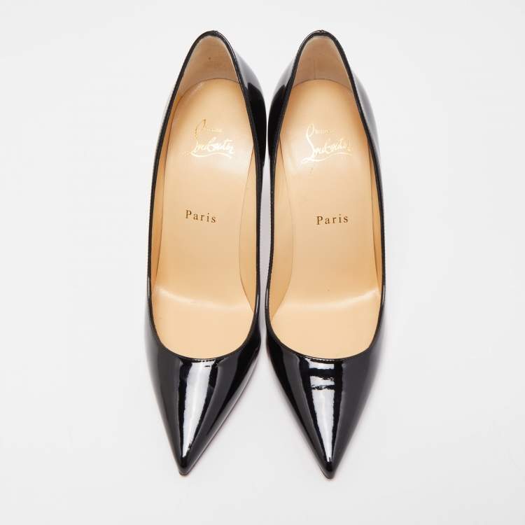Pre Owned Christian Louboutin Black Patent Leather Kate Pumps Size 38