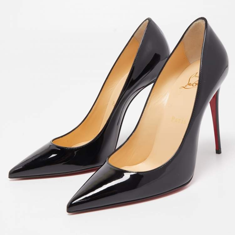 Pre Owned Christian Louboutin Black Patent Leather Kate Pumps Size 38
