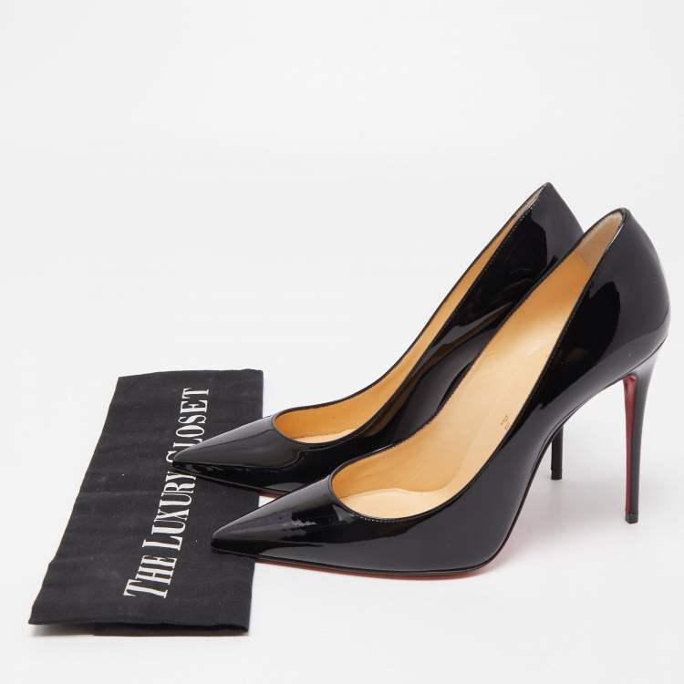 Pre Owned Christian Louboutin Black Patent Leather Kate Pumps Size 38
