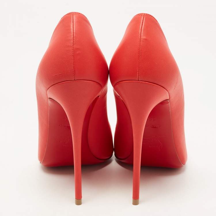 Pre Owned Christian Louboutin Red Leather So Kate Pumps Size 38.5