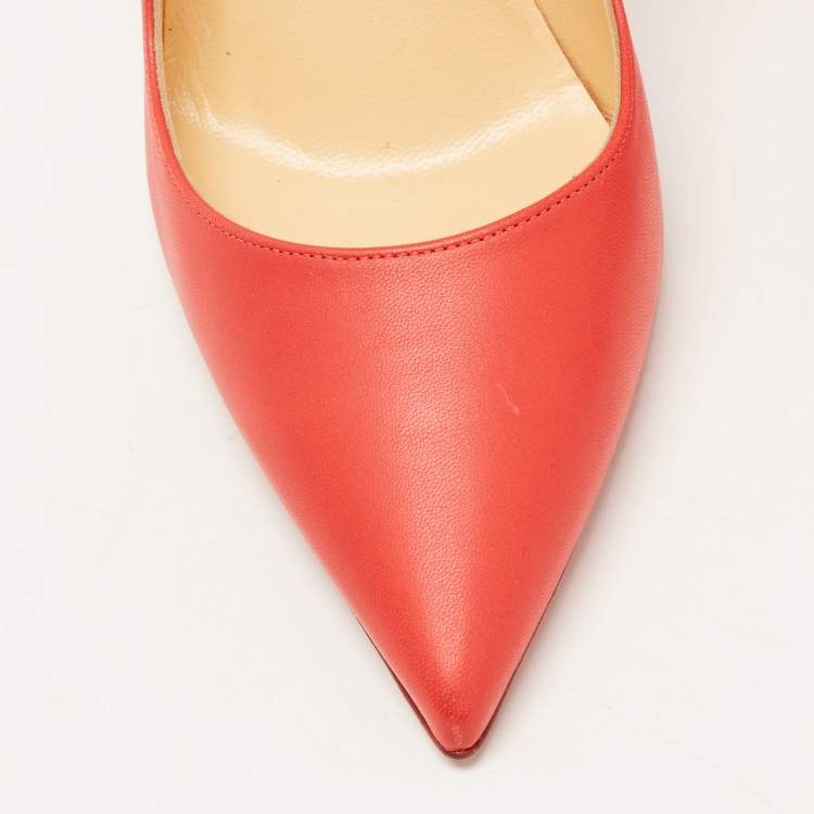 Pre Owned Christian Louboutin Red Leather So Kate Pumps Size 38.5