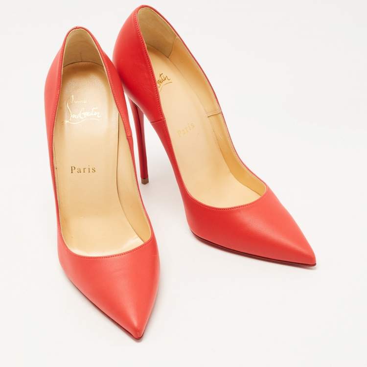 Pre Owned Christian Louboutin Red Leather So Kate Pumps Size 38.5