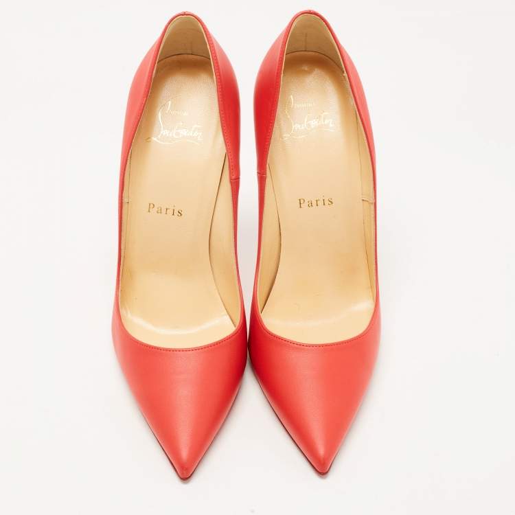 Pre Owned Christian Louboutin Red Leather So Kate Pumps Size 38.5