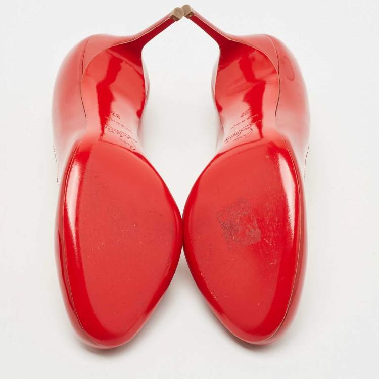Pre Owned Christian Louboutin Red Patent Leather Simple Pumps Size 37