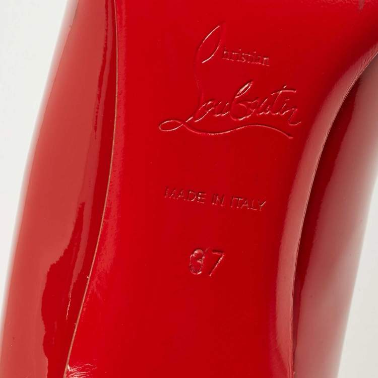 Pre Owned Christian Louboutin Red Patent Leather Simple Pumps Size 37