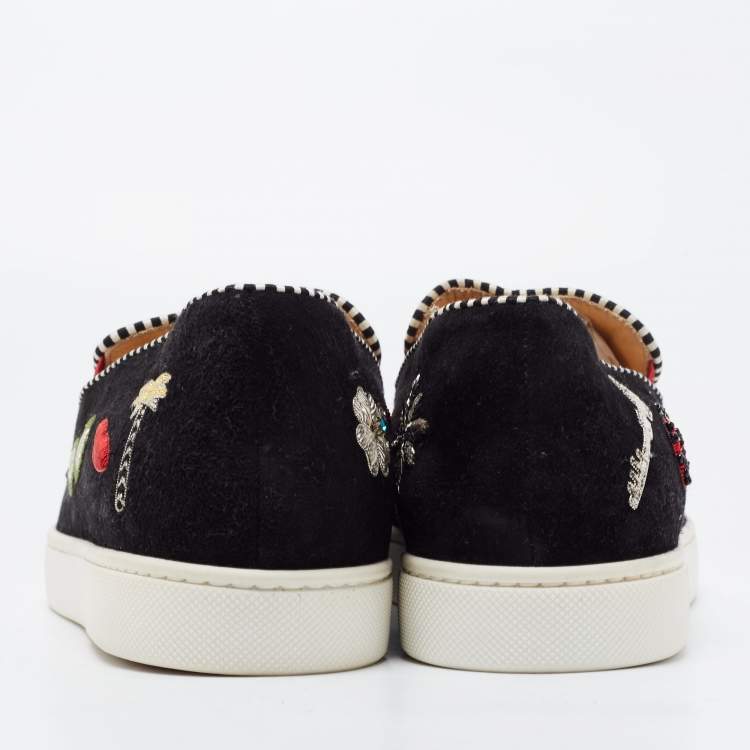 Pre Owned Christian Louboutin Black Suede Pik N Luck Sneakers Size 38.5