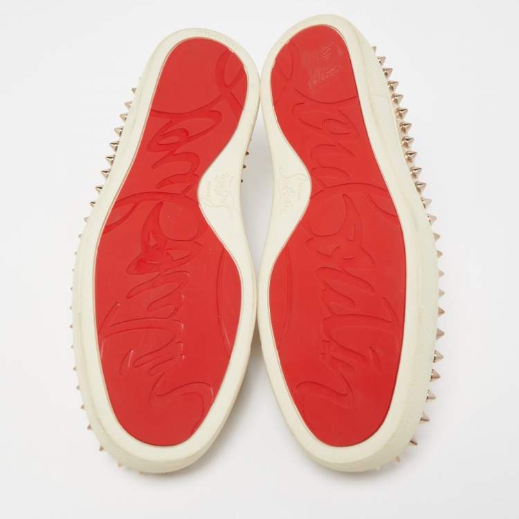 Pre Owned Christian Louboutin Gold Python Embossed Leather Spike Pik Boat Sneakers Size 37.5
