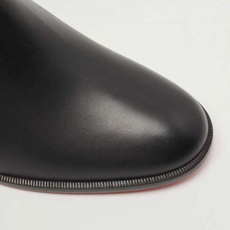مملوكة مسبقًا Christian Louboutin Black Leather Out Line Spike Ankle Booties Size 37.5