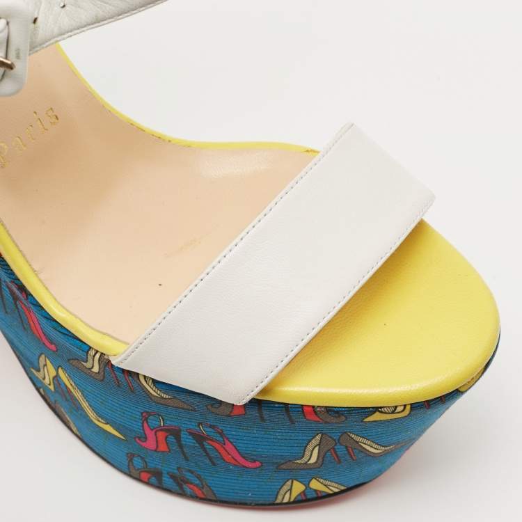 Pre Owned Christian Louboutin White Leather Bella Tige Sandals Size 37