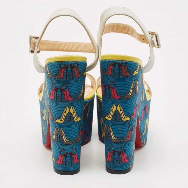 Pre Owned Christian Louboutin White Leather Bella Tige Sandals Size 37