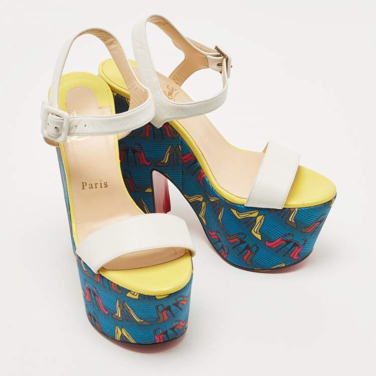 Pre Owned Christian Louboutin White Leather Bella Tige Sandals Size 37