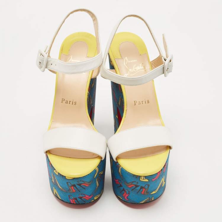 Pre Owned Christian Louboutin White Leather Bella Tige Sandals Size 37