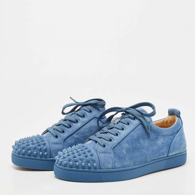 Christian Louboutin Blue Suede Louis Junior Spikes Sneakers Size 40.5 Christian  Louboutin