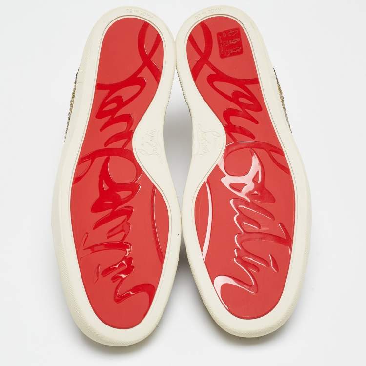 Pre Owned Christian Louboutin Green Python Leather Louis Junior Sneakers Size 39.5