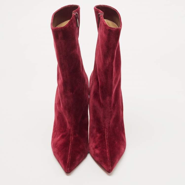 مملوكة مسبقًا Christian Louboutin Burgundy Velvet Ankle Boots Size 39.5