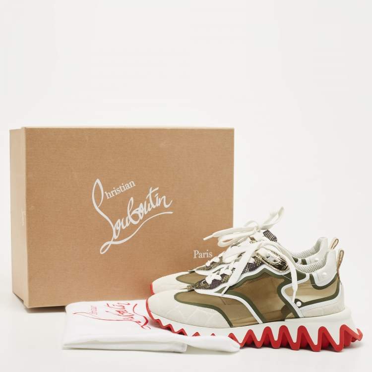 Pre Owned Christian Louboutin  Two Tone Leather and Mesh Sharkina Sneakers Size 40