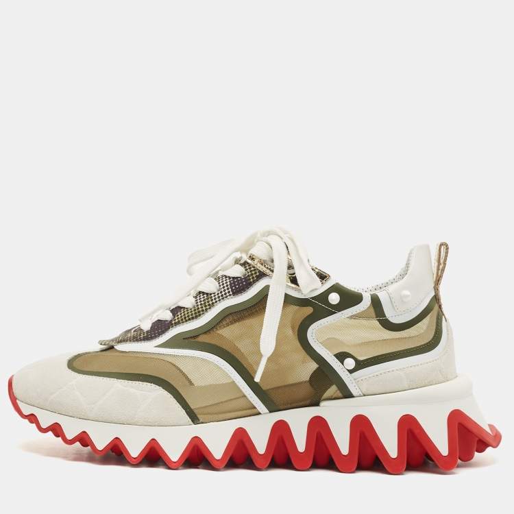 Pre Owned Christian Louboutin  Two Tone Leather and Mesh Sharkina Sneakers Size 40