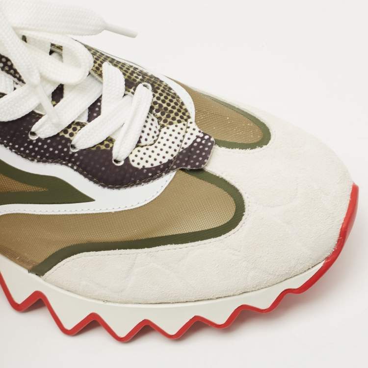 Pre Owned Christian Louboutin  Two Tone Leather and Mesh Sharkina Sneakers Size 40
