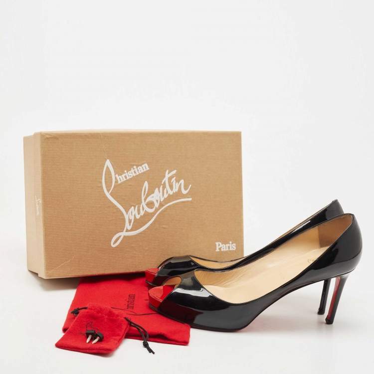 مملوكة مسبقًا Christian Louboutin Black Patent Leather Very Prive Platform Pumps Size 41