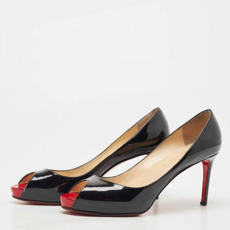 مملوكة مسبقًا Christian Louboutin Black Patent Leather Very Prive Platform Pumps Size 41