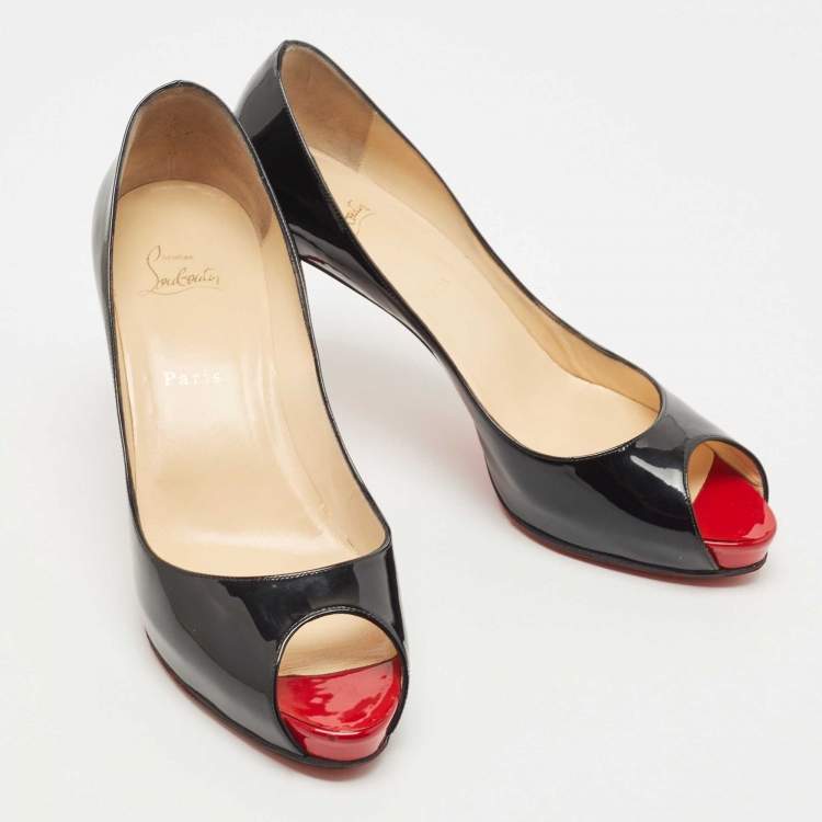 مملوكة مسبقًا Christian Louboutin Black Patent Leather Very Prive Platform Pumps Size 41