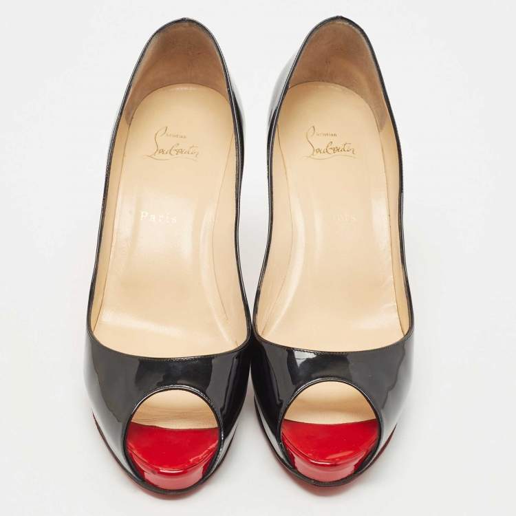مملوكة مسبقًا Christian Louboutin Black Patent Leather Very Prive Platform Pumps Size 41