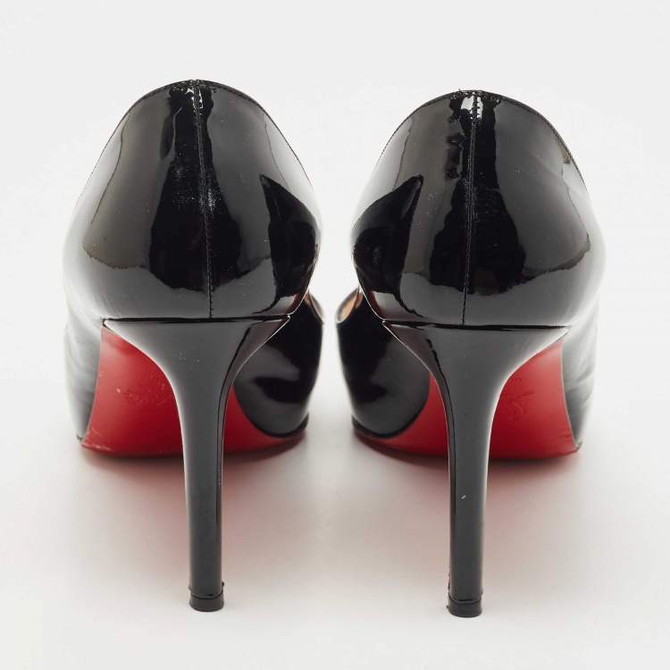 مملوكة مسبقًا Christian Louboutin Black Patent Leather Very Prive Platform Pumps Size 41