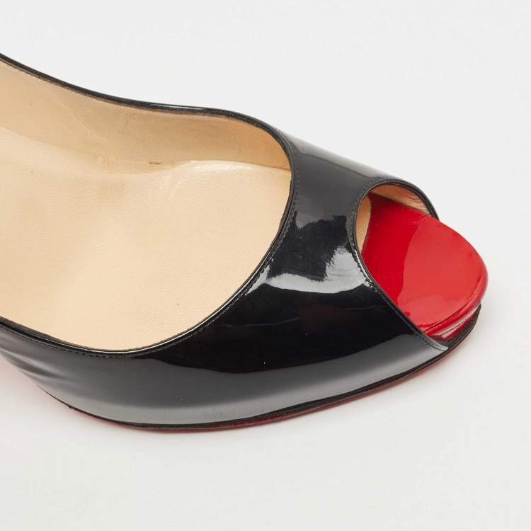 مملوكة مسبقًا Christian Louboutin Black Patent Leather Very Prive Platform Pumps Size 41