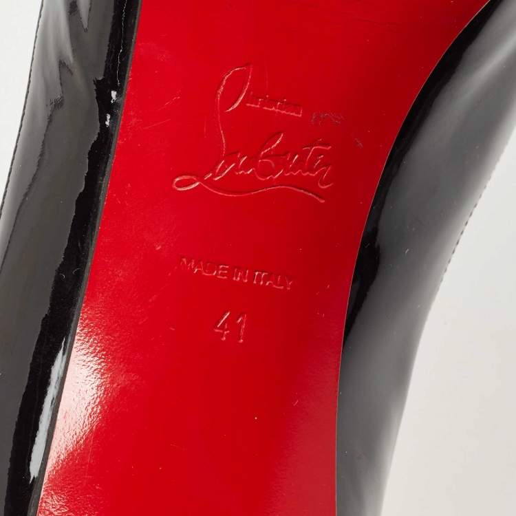 مملوكة مسبقًا Christian Louboutin Black Patent Leather Very Prive Platform Pumps Size 41