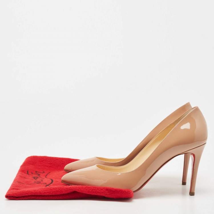 Pre Owned Christian Louboutin Beige Patent Leather So Kate Pumps Size 40