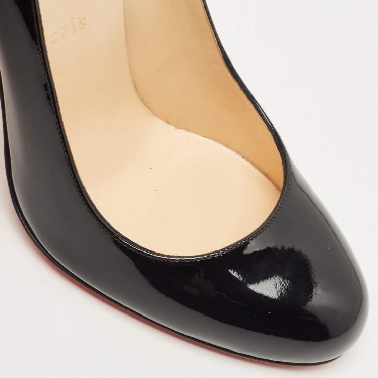 Pre Owned Christian Louboutin Black Patent Leather Fifi Pumps Size 38.5