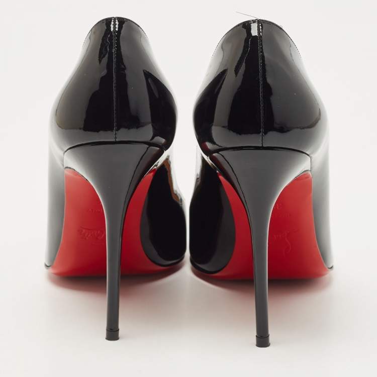 Pre Owned Christian Louboutin Black Patent Leather Fifi Pumps Size 38.5