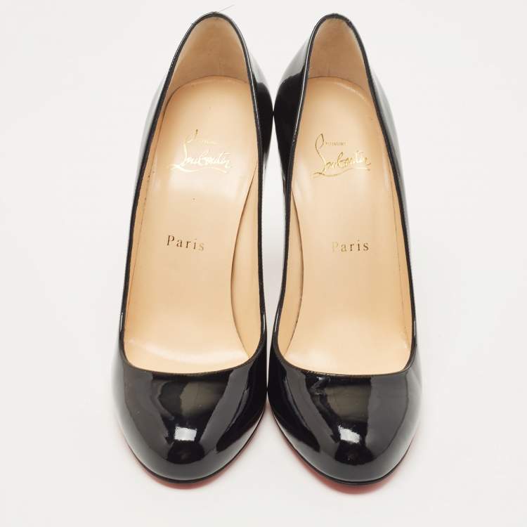 Pre Owned Christian Louboutin Black Patent Leather Fifi Pumps Size 38.5