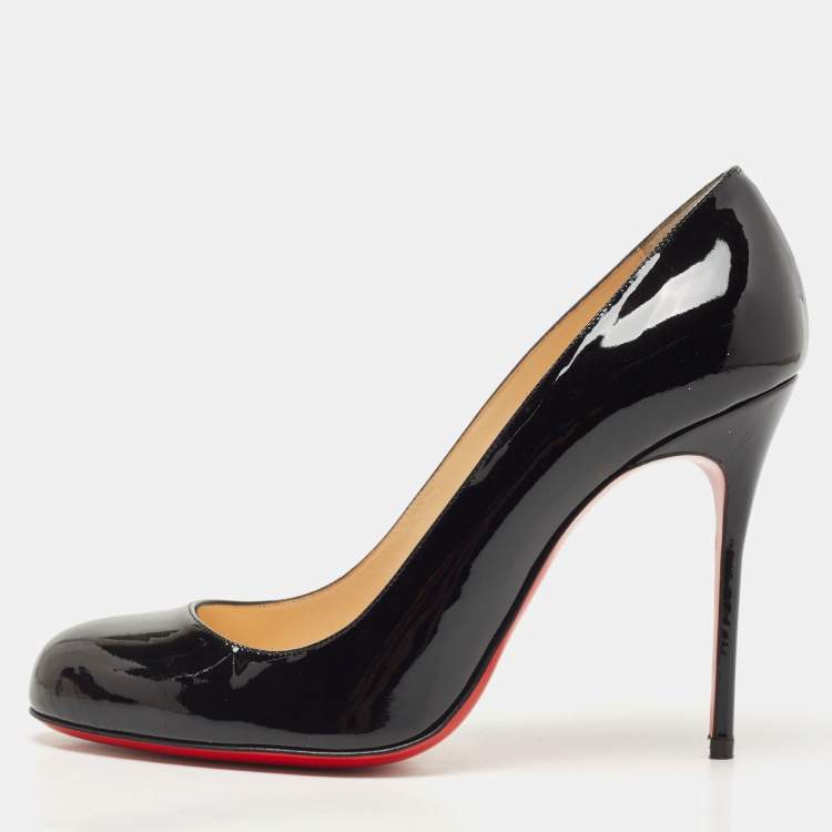 Pre Owned Christian Louboutin Black Patent Leather Fifi Pumps Size 38.5