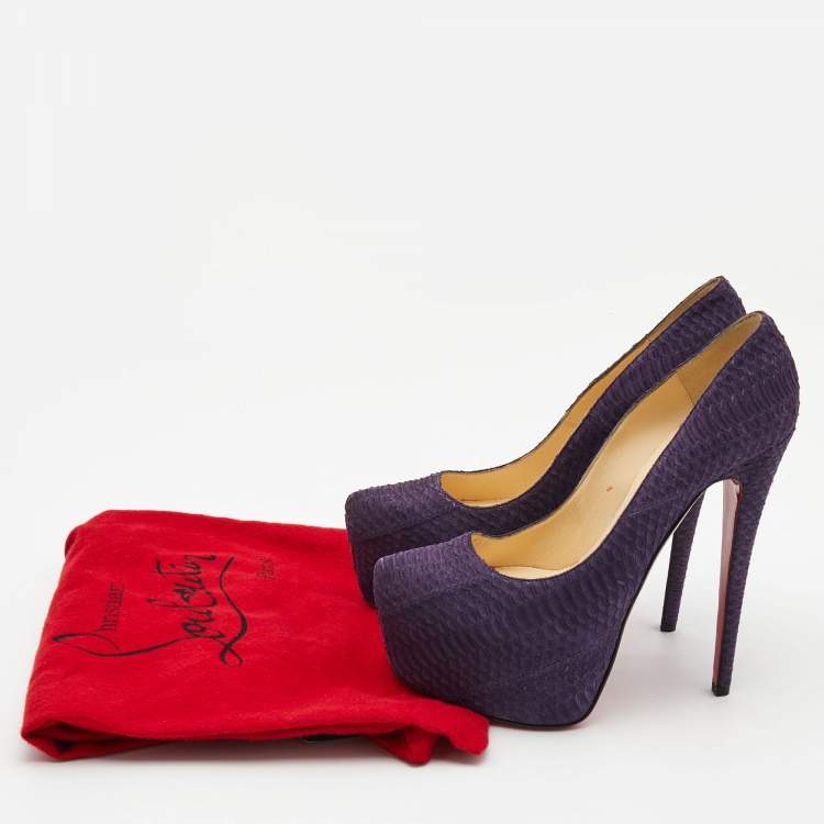 Pre Owned Christian Louboutin Purple Python Daffodile Pumps Size 39