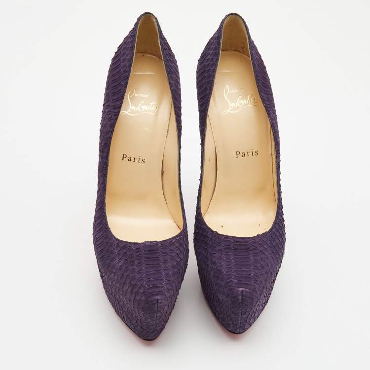 Pre Owned Christian Louboutin Purple Python Daffodile Pumps Size 39