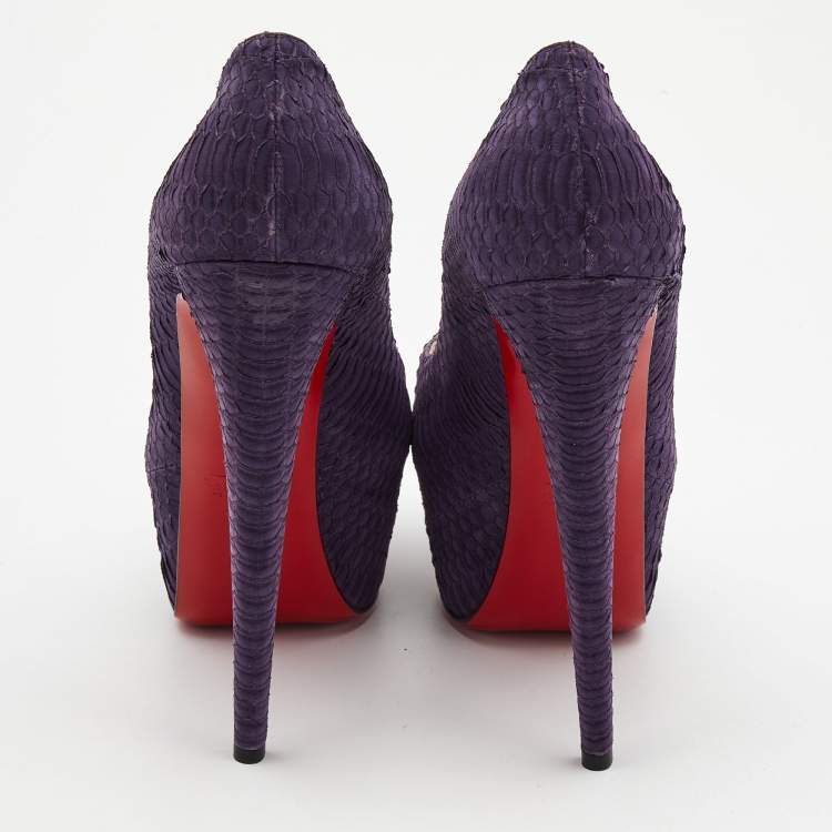 Pre Owned Christian Louboutin Purple Python Daffodile Pumps Size 39