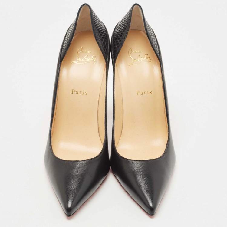 Pre Owned Christian Louboutin Black Leather Maastricht Pumps Size 40