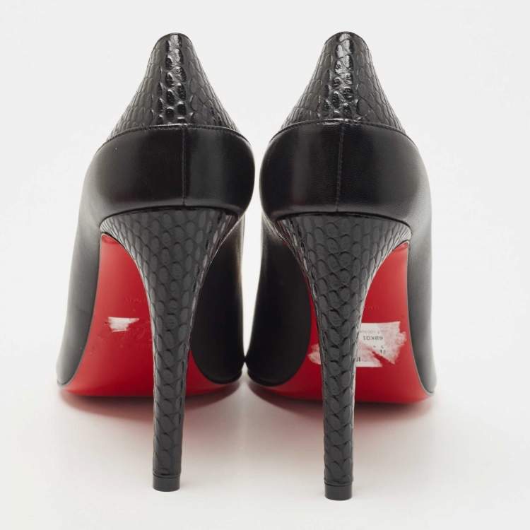 Pre Owned Christian Louboutin Black Leather Maastricht Pumps Size 40