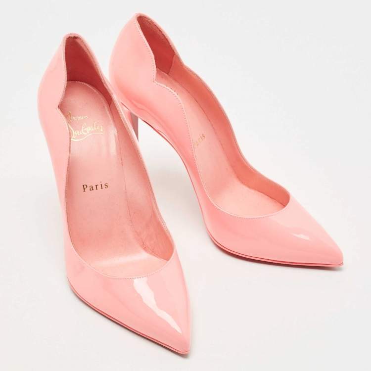 Pre Owned Christian Louboutin Pink Patent Leather Hot Chick Pumps Size 38