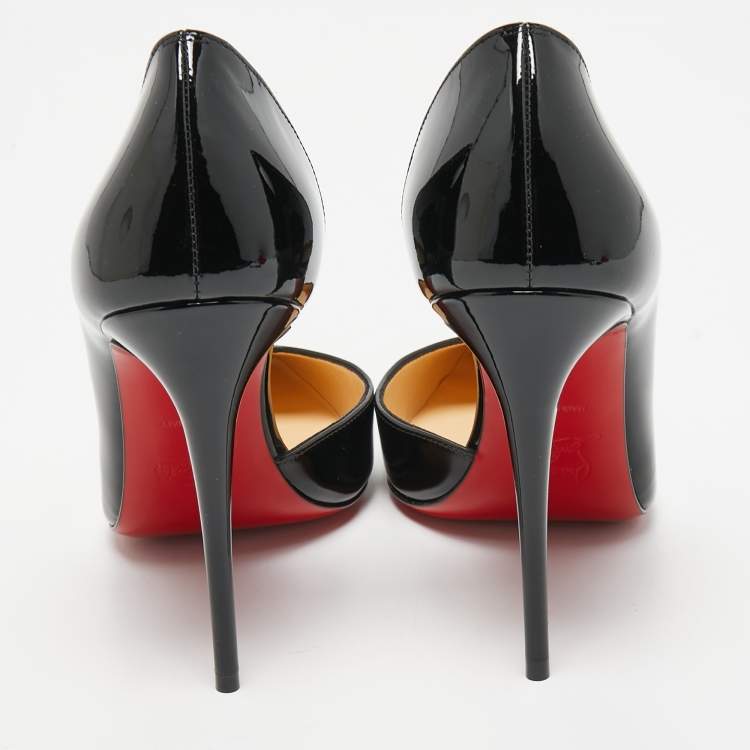 مملوكة مسبقًا Christian Louboutin Black Patent Leather Iriza D'orsay Pointed Toe Pumps Size 38