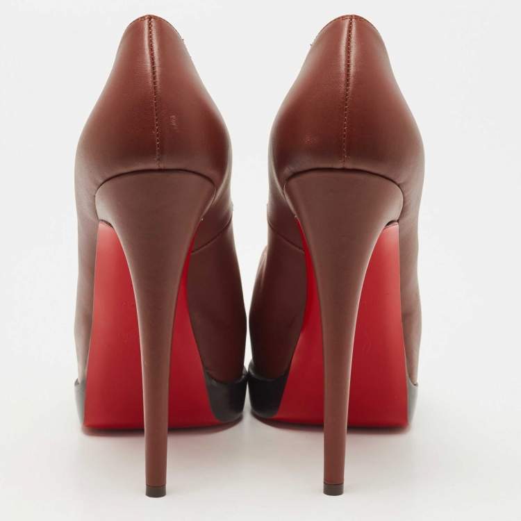 Pre Owned Christian Louboutin Brown Leather Altadama Pumps Size 39.5