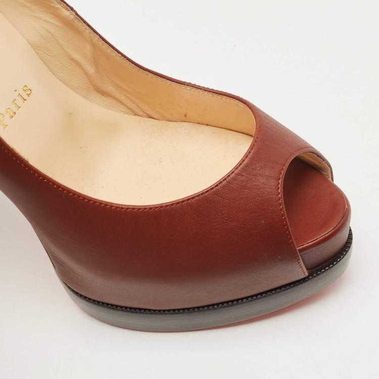 Pre Owned Christian Louboutin Brown Leather Altadama Pumps Size 39.5