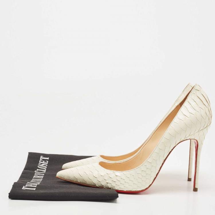 Pre Owned Christian Louboutin Off White Python Kate Pumps Size 38.5