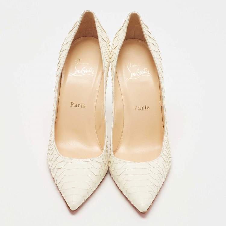 Pre Owned Christian Louboutin Off White Python Kate Pumps Size 38.5